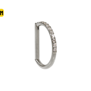 MEIA ARGOLA CLICKER TITÂNIO METADE CRAVEJADA - 8MM