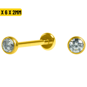 LABRET TITÂNIO PVD PONTO DE LUZ PUSH PIN - 1.0 x 6 X 2MM