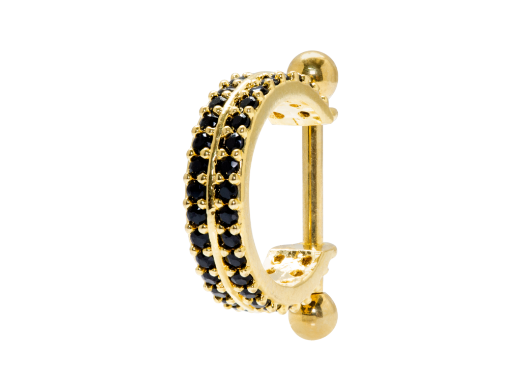 CONCH C/ 2 FILEIRAS DE PEDRAS BLACK - BANHADO A OURO