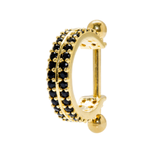 CONCH C/ 2 FILEIRAS DE PEDRAS BLACK - BANHADO A OURO
