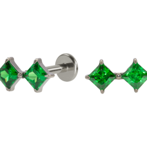 LABRET TITÂNIO R/I 2 ZIRCÔNIAS VERDE