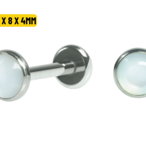 LABRET TITÂNIO R/I TOPO FLAT MADREPÉROLA - 1.6 X 8 X 4MM