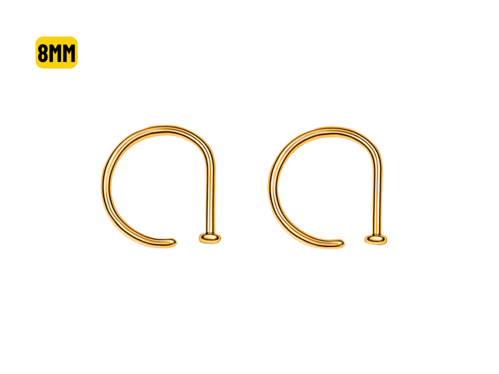 NOSTRIL ARGOLA TITÂNIO OPEN D PVD GOLD - 0.8 X 8MM