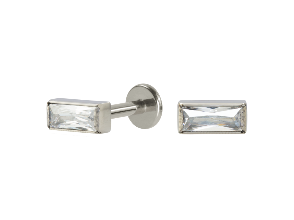 LABRET TITÂNIO R/I RETÂNGULO C/ ZIRCÔNIA