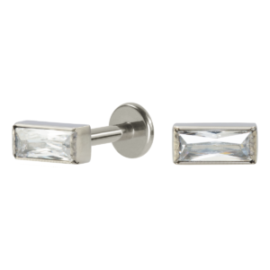 LABRET TITÂNIO R/I RETÂNGULO C/ ZIRCÔNIA