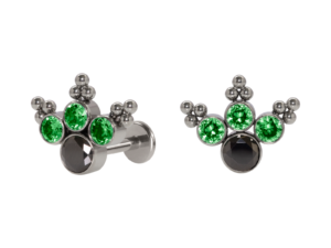 LABRET TITÂNIO R/I INDIANO PATINHA C/ ZIRCÔNIA – VERDE