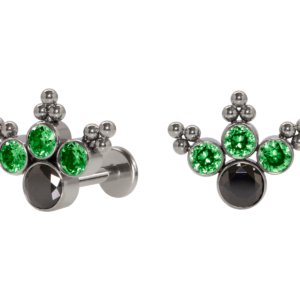 LABRET TITÂNIO R/I INDIANO PATINHA C/ ZIRCÔNIA - VERDE