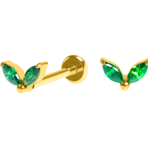 LABRET TITÂNIO PVD R/I 2 PÉTALAS - VERDE