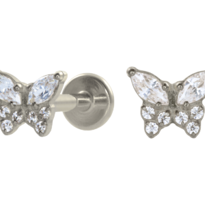 LABRET TITÂNIO R/I BORBOLETA C/ ZIRCÔNIA MINI