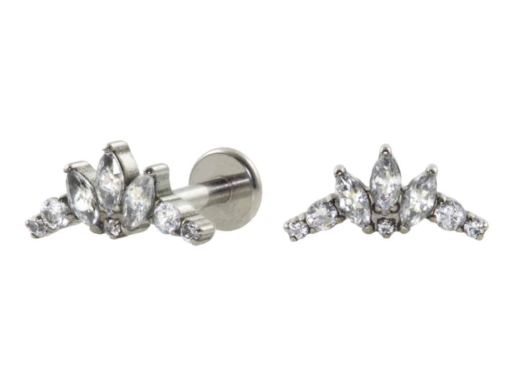 LABRET TITÂNIO R/I CLUSTER LÓTUS C/ ZIRCÔNIA