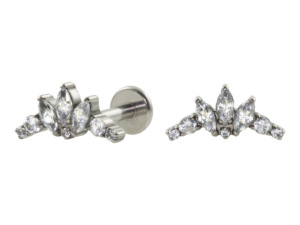 LABRET TITÂNIO R/I CLUSTER LÓTUS C/ ZIRCÔNIA