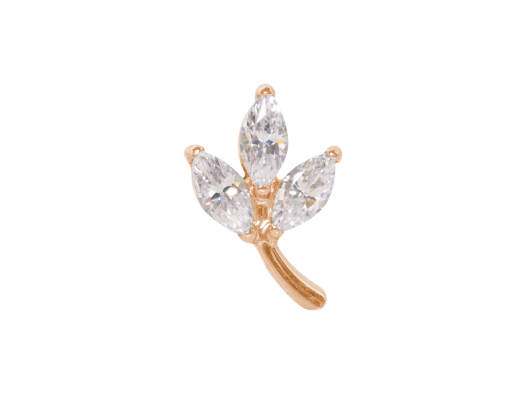 TOPO TITÂNIO PVD ROSÉ GOLD 0.9 (1.2MM) - RAMO C/ ZIRCÔNIA