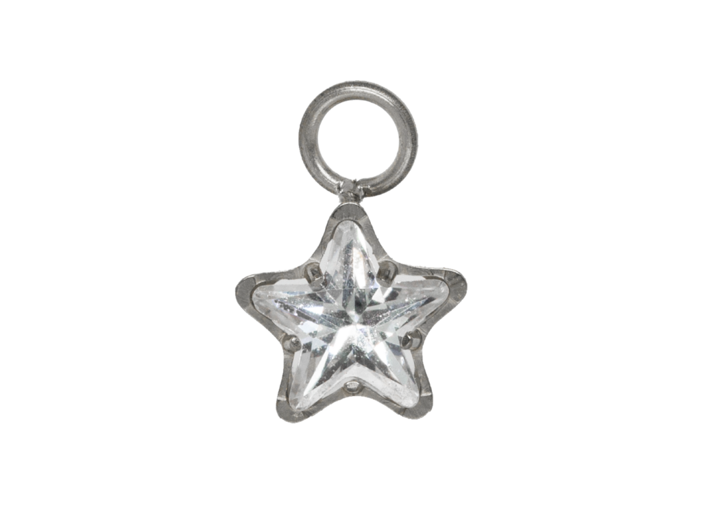 PINGENTE AVULSO TITÂNIO ESTRELA C/ ZIRCÔNIA - 5/5MM