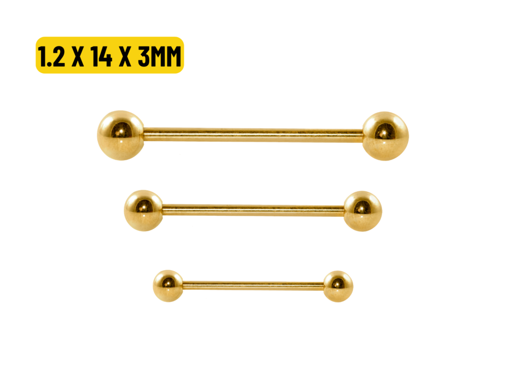 MICRO RETO TITÂNIO PVD GOLD - 1.2 X 14 X 3MM