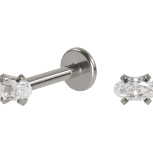 LABRET AÇO R/I C/ ZIRCÔNIA OVAL - 1.2 X 8 X 2.5/4MM