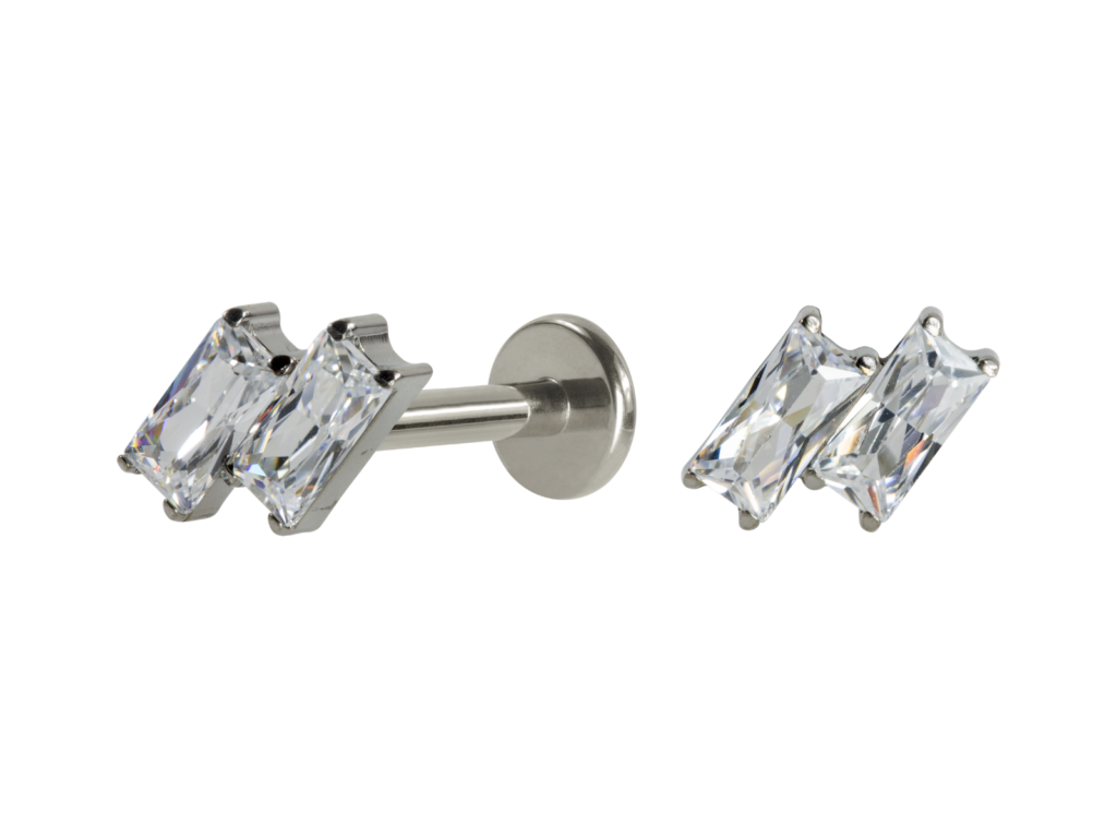 LABRET TITÂNIO R/I 2 ZIRCÔNIAS MOD2