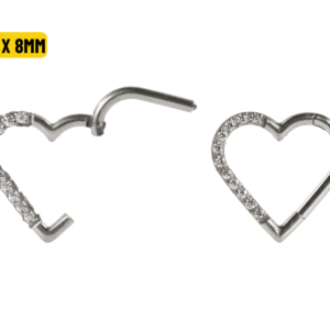 HEART AÇO CLICKER CRAVEJADO 1.2 X 8MM - LADO ESQUERDO