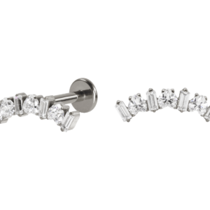 LABRET TITÂNIO R/I CLUSTER CORAÇÕES C/ ZIRCÔNIA - NATURAL