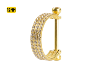 SEMI ARGOLA C/ BARRA AÇO PVD R/I 3 FILEIRAS CRAVEJADA – 12MM