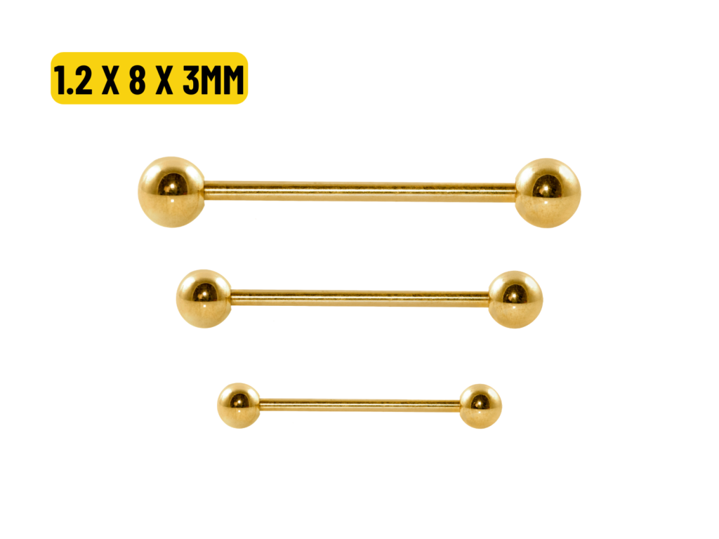 MICRO RETO TITÂNIO PVD GOLD - 1.2 X 8 X 3MM