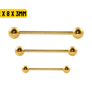 MICRO RETO TITÂNIO PVD GOLD - 1.2 X 8 X 3MM