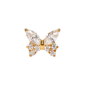 TOPO TITÂNIO PVD 0.9 (1.2MM) - BORBOLETA C/ ZIRCÔNIA