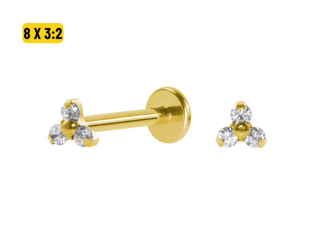 LABRET TITÂNIO PVD R/I TRINITY C/ ZIRCÔNIA 8 X 3:2