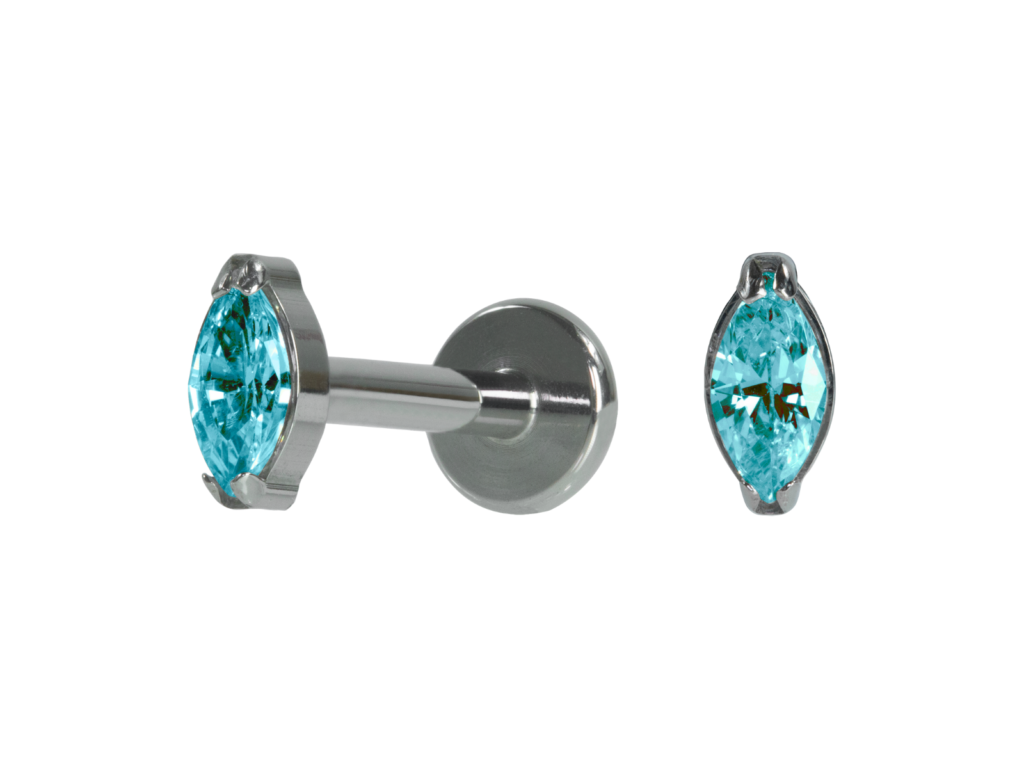 LABRET TITÂNIO R/I PONTO DE LUZ NAVETE AZUL - 2 /4.5MM