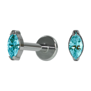 LABRET TITÂNIO R/I PONTO DE LUZ NAVETE AZUL - 2 /4.5MM