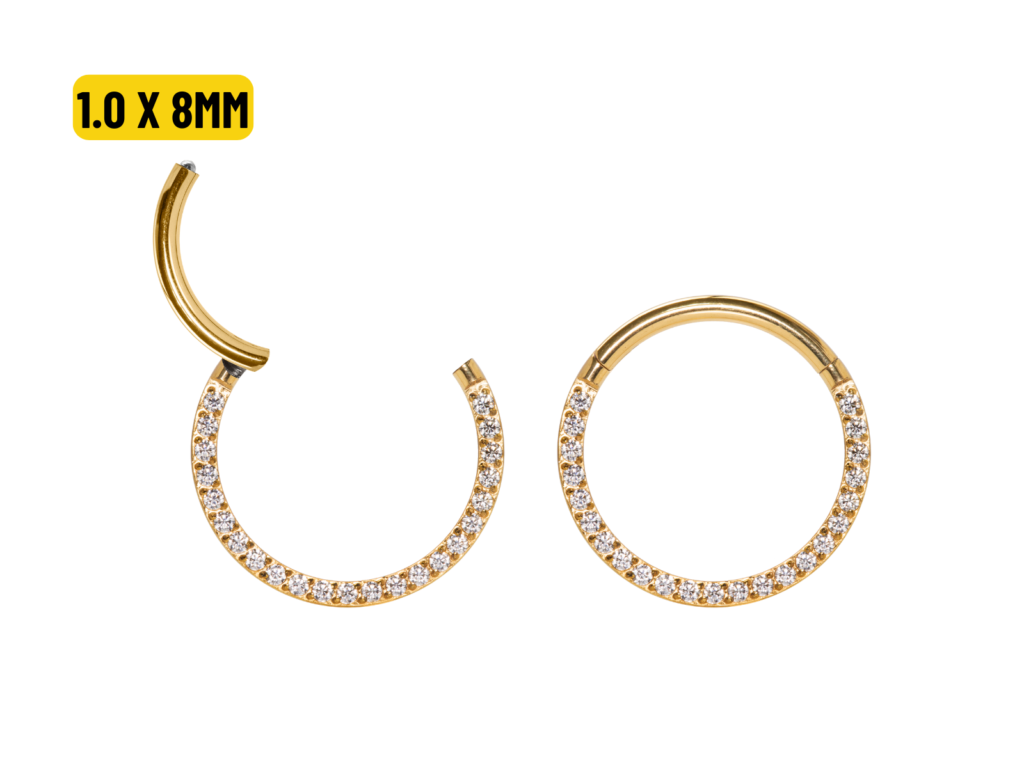 SEGMENTO CLICKER TITÂNIO PVD FRONTAL CRAVEJADA - 1.0 X 8MM