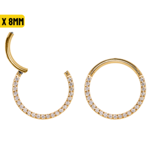 SEGMENTO CLICKER TITÂNIO PVD FRONTAL CRAVEJADA - 1.0 X 8MM