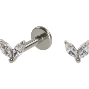 LABRET TITÂNIO PUSH PIN 2 PÉTALAS C/ ZIRCÔNIA