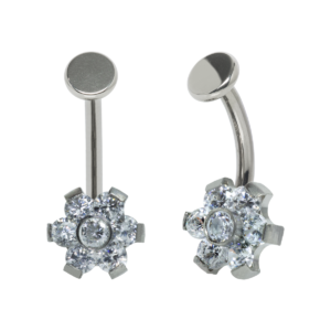 FLOATING NAVEL TITÂNIO R/I FLOR C/ ZICÔNIA - 1.6 X 12 X 4/6MM