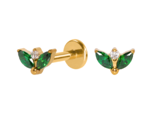 LABRET TITÂNIO PVD R/I 2 PÉTALAS – VERDE