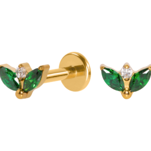LABRET TITÂNIO PVD R/I 2 PÉTALAS - VERDE