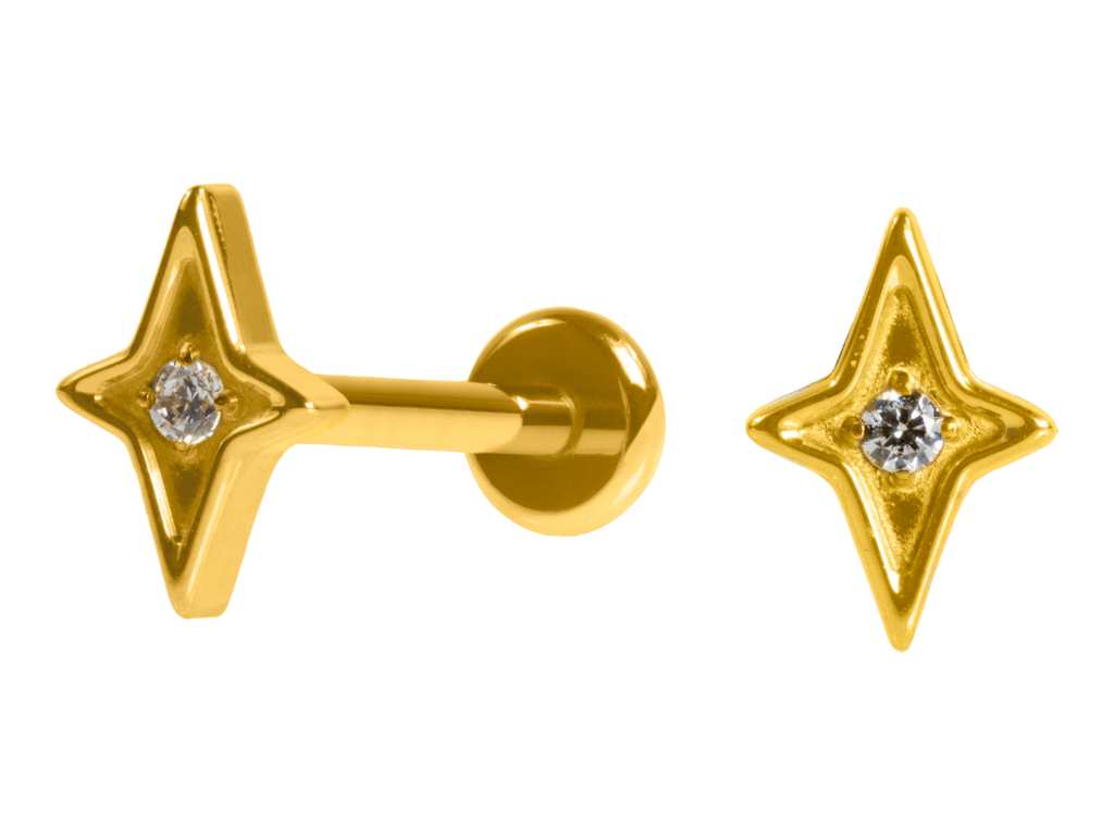 LABRET TITÂNIO PVD R/I ESTRELA C/ ZIRCÔNIA