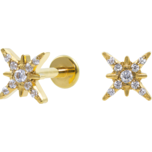 LABRET AÇO PVD GOLD R/I FLOCO DE NEVE