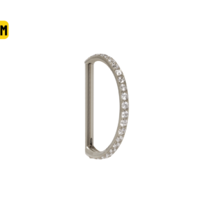 MEIA ARGOLA CLICKER TITÂNIO INTEIRA C/ PEDRA - 9MM