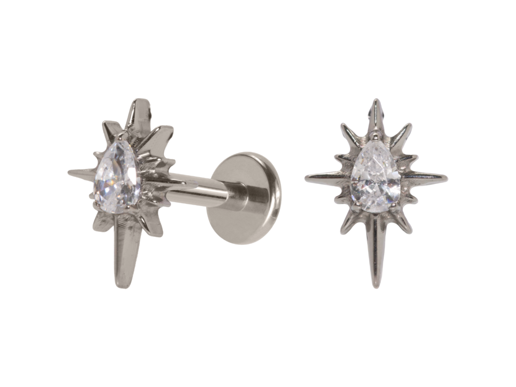 LABRET TITÂNIO R/I ESTRELA C/ ZIRCÔNIA