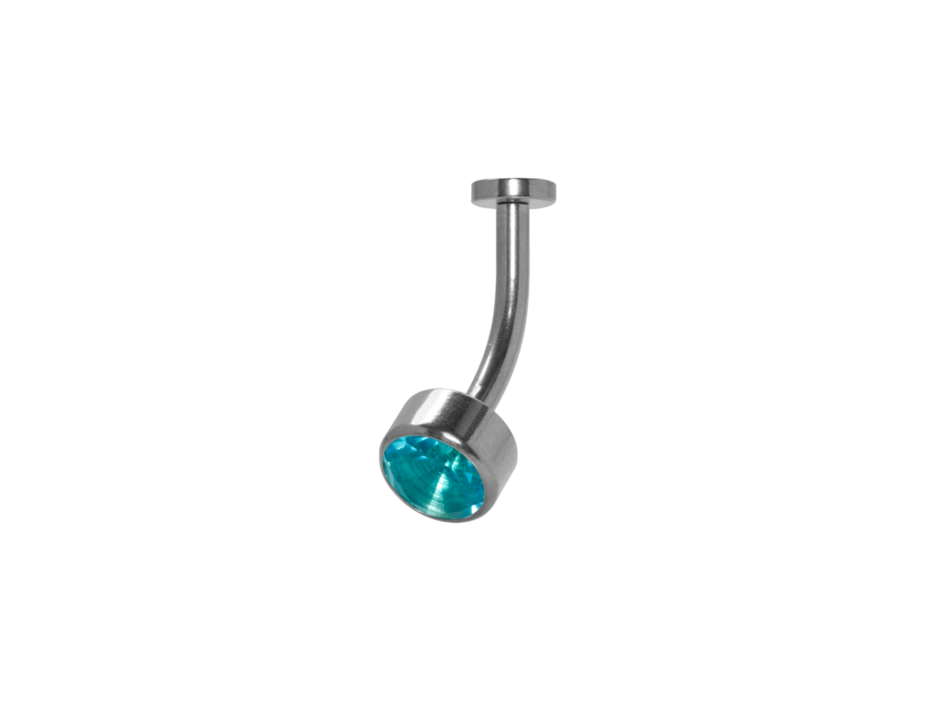 FLOATING NAVEL AÇO R/I C/ ZIRCÔNIA - AZUL CLARO