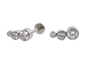 LABRET TITÂNIO R/I 3 PEDRAS MULTICOLOR – CRISTAL