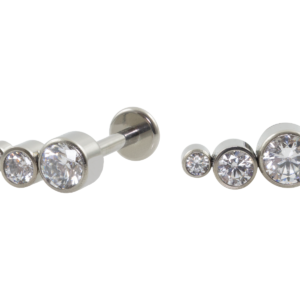 LABRET TITÂNIO R/I 3 PEDRAS MULTICOLOR - CRISTAL