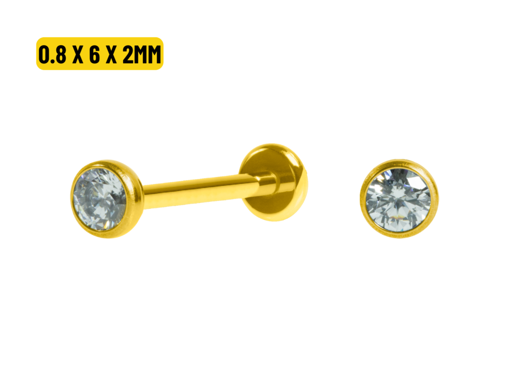 LABRET TITÂNIO PVD PONTO DE LUZ PUSH PIN - 0.8 x 6 X 2MM