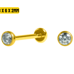 LABRET TITÂNIO PVD PONTO DE LUZ PUSH PIN - 0.8 x 6 X 2MM