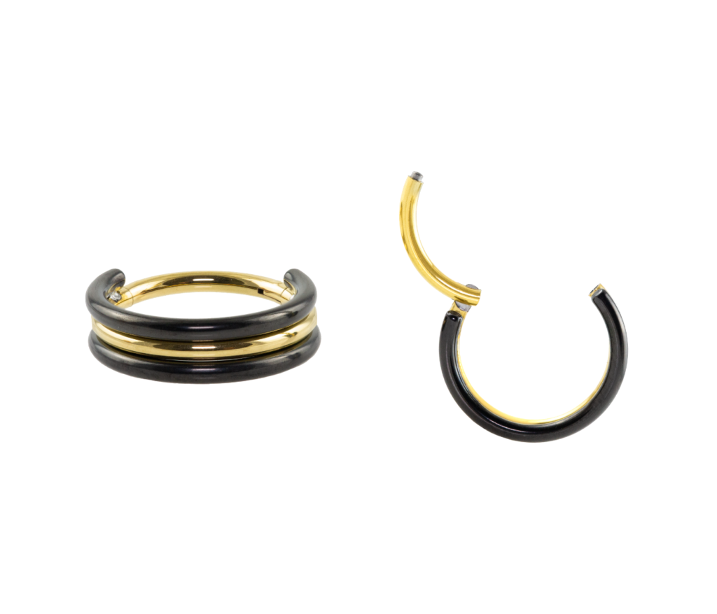 SEGMENTO CLICKER TIT 3 FILEIRAS PVD BLACK / GOLD - 1.2X8