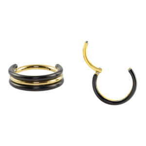 SEGMENTO CLICKER TIT 3 FILEIRAS PVD BLACK / GOLD - 1.2X8