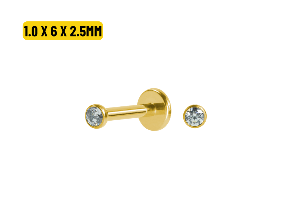 LABRET TITÂNIO PVD PONTO DE LUZ PUSH PIN - 1.0 X 6 X 2.5MM