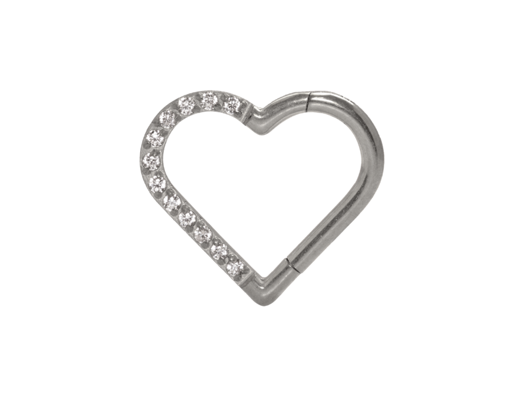 HEART TITÂNIO CLICKER CRAVEJADO 1.2 X 10MM - LADO DIREITO