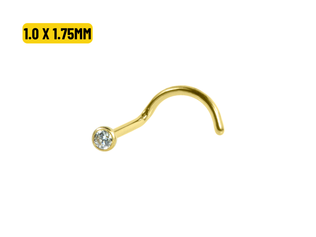 NOSTRIL AÇO PVD C/ ZIRCÔNIA CRAV. INGLESA - 1.0 X 1.75MM