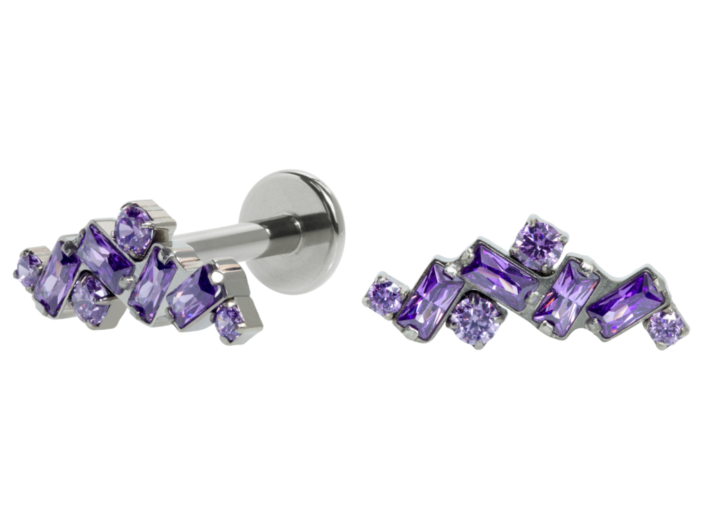 LABRET TITÂNIO R/I CLUSTER MOSAICO - LILÁS